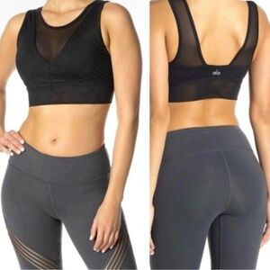 ALO Yoga Black Mesh Sports Bra